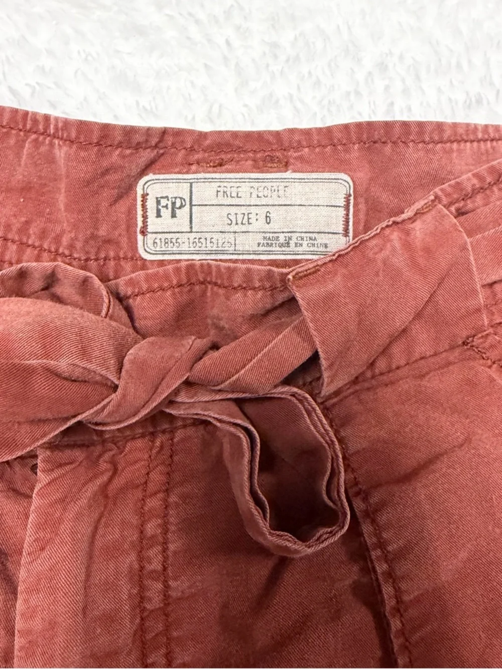 Free People Rust Tie-Waist High-Rise Shorts Size 6